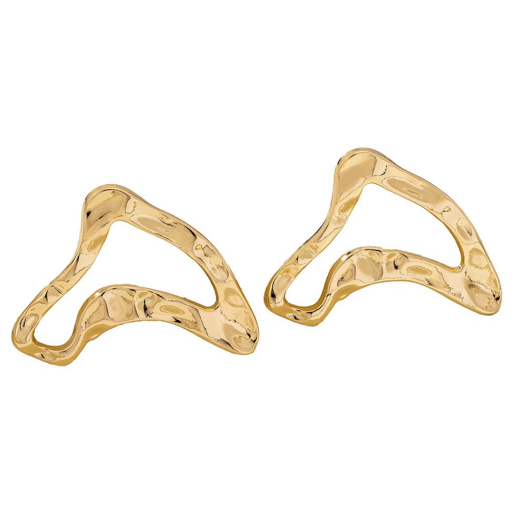 2026 European Style Geometric Hollow Metal Earrings for Women - Irregular, Exaggerated Design