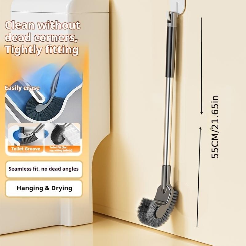 Stainless Steel Long-Handled Toilet Brush, Designed for Daily Cleaning of Toilets And Household Crevices, Featuring a Curved Brush Head