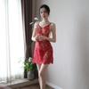 Sexy women's lingerie suspender eyelash lace nightdress see-through skirt seduction pajamas pure desire suit