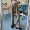 Women Suit Pants Button Zipper Fly High Waist Long Trousers Solid Color Straight Wide Leg Office Lady Pants