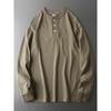 Henley Shirt American Style Heavy Men's Long-Sleeved 100% Cotton Coat Foreign Trade Export Original Last Order Men's G Henry Collar T-shirt