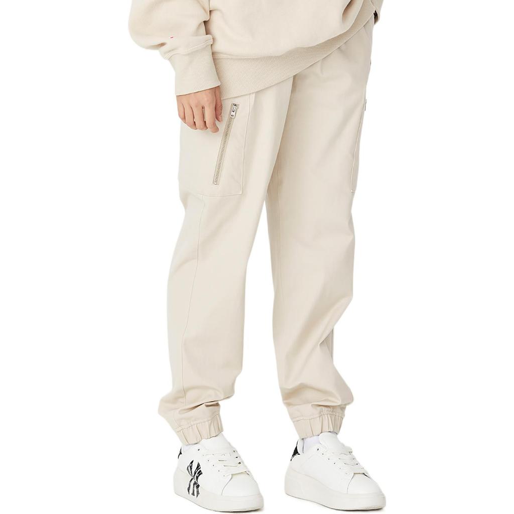 MLB Solid Color Straight Leg Cuffed Casual Pants Men bottoms Beige 3LWP00124-50BGL