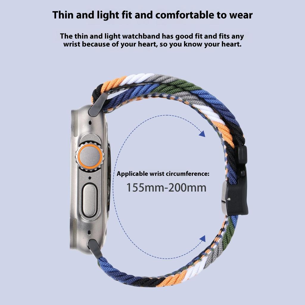 Wrist Strap for Apple Watch Series 10 9 8 7 SE 6 5 4 3 2 1 42mm 41mm 40mm 38mm Parachute Buckle Nylon Braided Watch Band