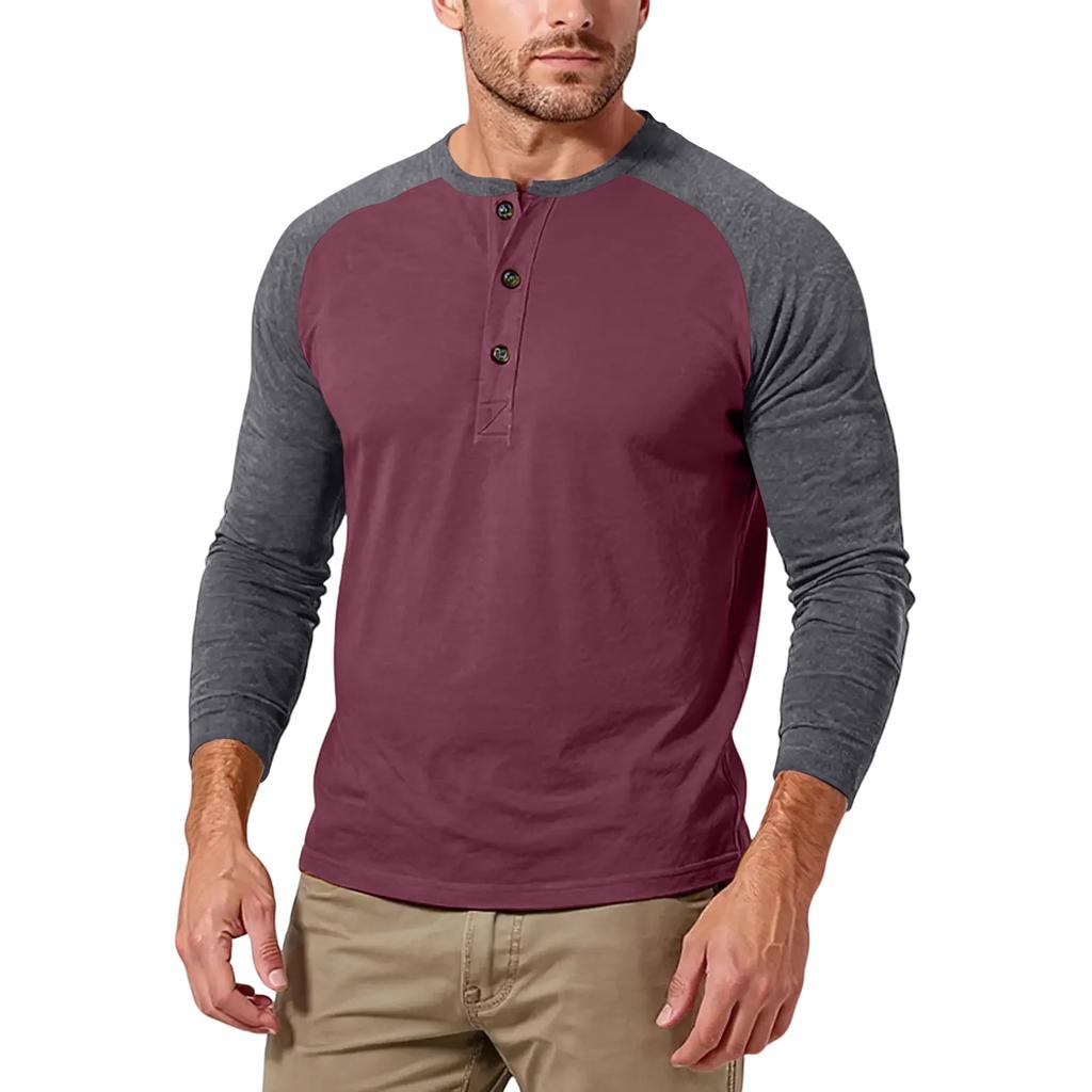 Men's Casual Solid Color Buckle Quick Dry Shoulder  Long Sleeved