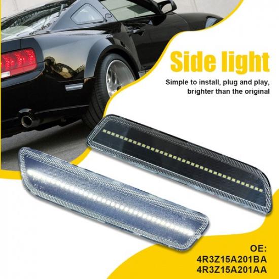 2PCS Rear Side Fender Marker Blinker White LED Lamp For 05-09 Ford Mustang EOA