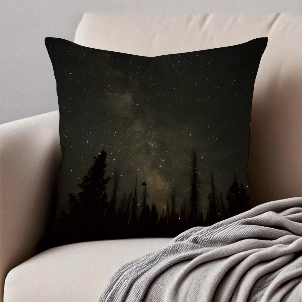 Beautiful Night Stars Cushion Cover Pillowcase Antidustmite Invisible Zipper Short Plush Sofa Cushion