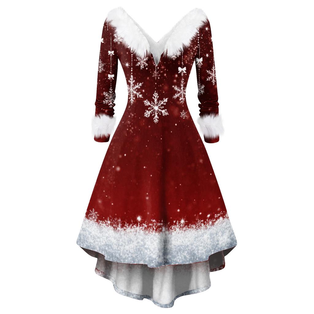 Christmas Party Printed Dresses For Women Vintage Christmas Midi Dress Casual Dresses Cocktail Dress Party Festive Dresses