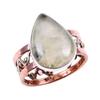 Natürlicher Prehnit Edelstein 925 Sterlingsilber Schmuck Zweifarbiger Ring Größe 8.5US o6U81