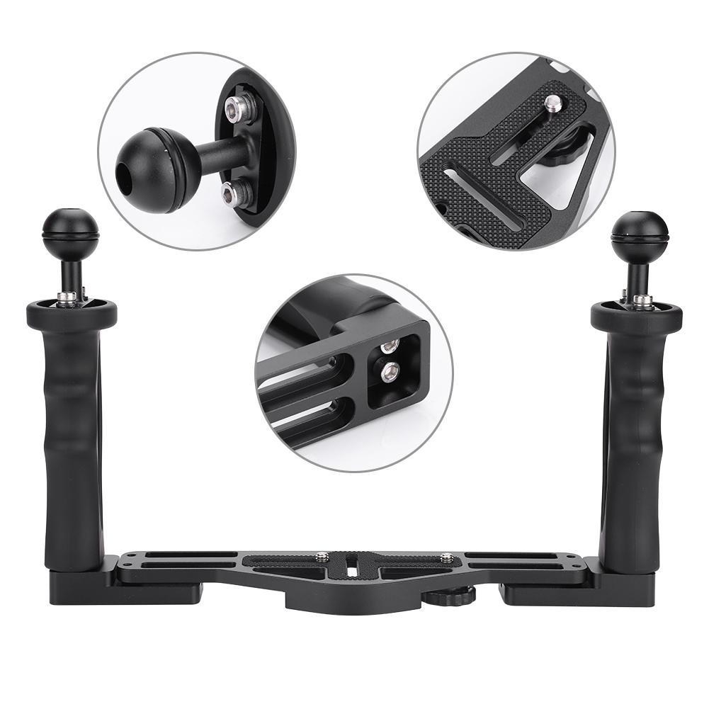 Premium Aluminum Tray with Dual Handle Grips, 1inforClamp Mount, Ergonomic and Sturdy, Fits Standard Underwater Photography System