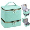 Double-Layer Quilted Waterproof Makeup Bag - Holds 30 Nail Polish Bottles, Portable, Multi-Functional Travel Storage.
