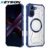KEYSION Transparent Magnetic Case for Redmi A7 Pro 4G Soft Silicone+PC Heavy Duty Shockproof Phone Cover for Xiaomi POCO C81 Pro