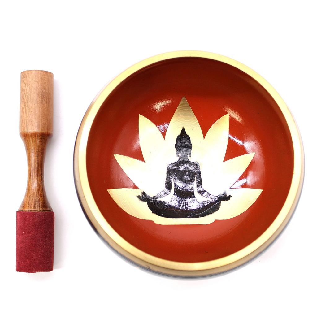 Singing Bowl Set Buddha Black Orange 14cm