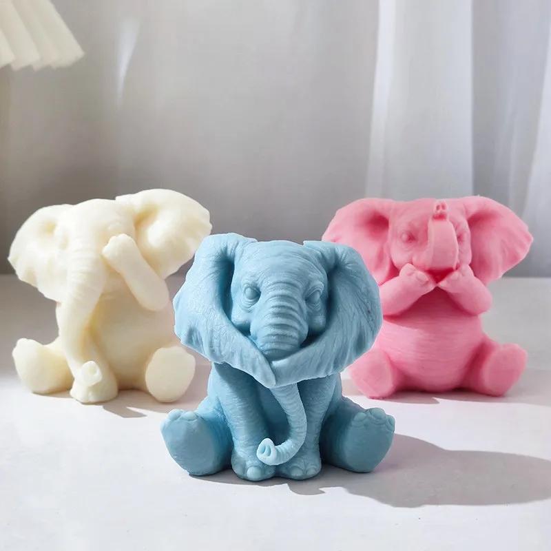 Silicone Mould Baby Elephant Candle Mold DIY Chocolate Handmade Soap Gypsum Epoxy Resin Home Decoration Ornaments