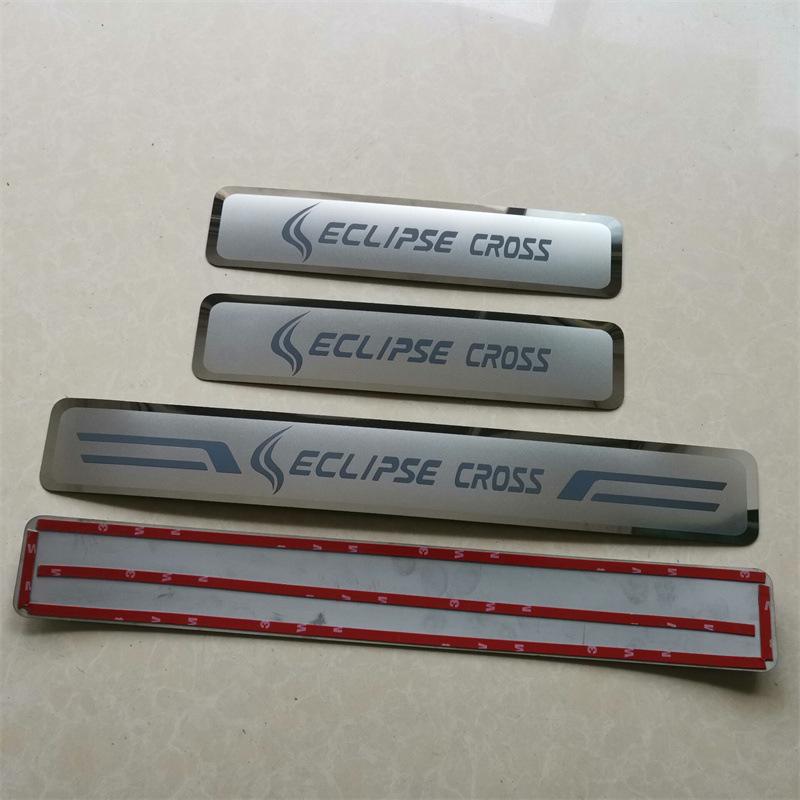 For Mitsubishi Eclipse Cross Car Door Protector Scuff Plate Exterior Accessories Step Protect Moldings Chrome Pads Edge