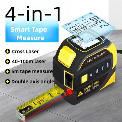 4 In 1 Laser Rangefinder LCD Display 5M Tape Measure Ruler with Backlight Distance Meter Building Measurement Device