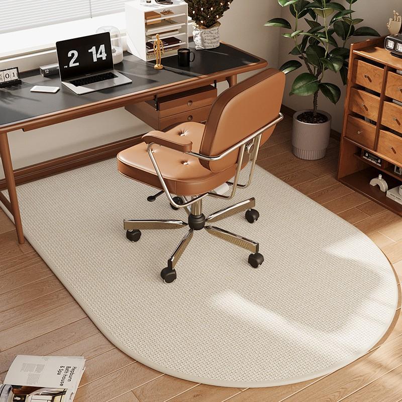 Modern Minimalist Linen-Style Woven Area Rug Home Office Chair Mat Non-Slip Quiet Arch Shape Floor