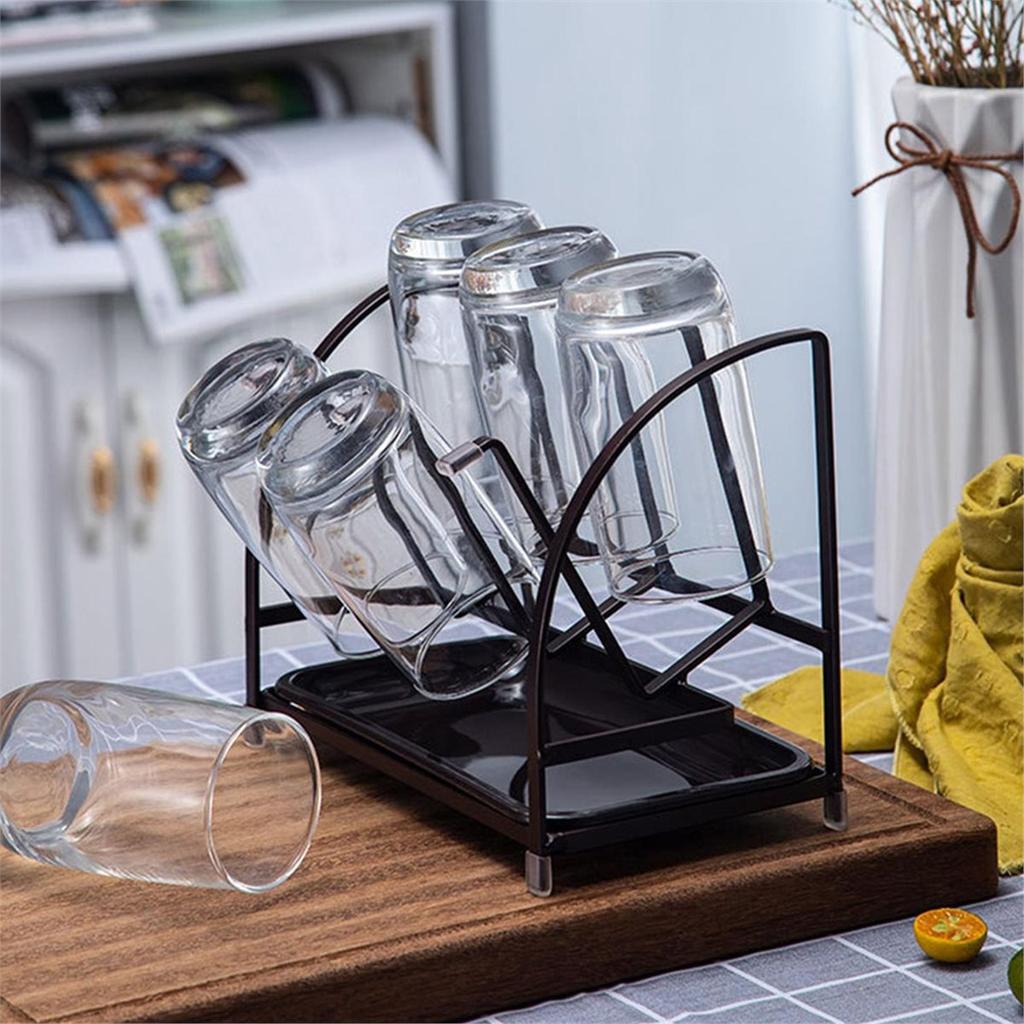 2026 New Modern Cup Drying Rack Stand with Drain Tray for Mugs Home Kitchen Bottles