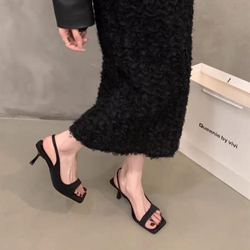 Fashion Hot Selling High Heels Women Sandals Summer Heeled Shoe Square Toe Pump Fashion 2025 Slingback Slippers Stilettos Sandalias Lady