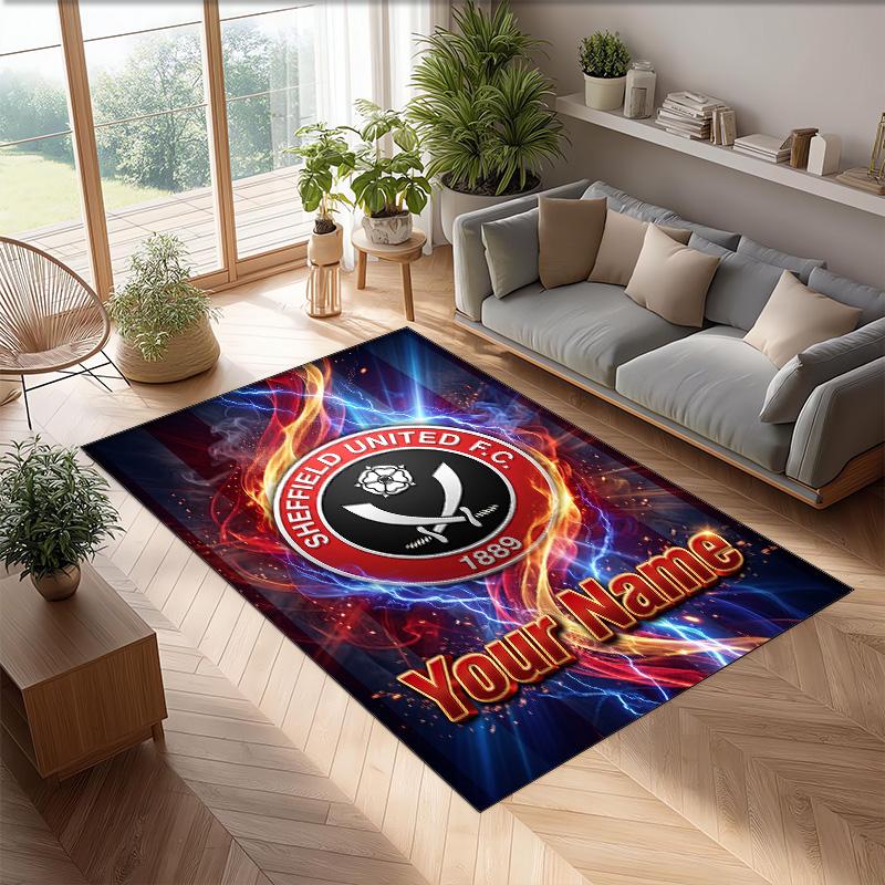 Sheffield United FC Printed Crystal Velvet Rug Non‑Slip Crystal Velvet Carpet For Sofa Bedroom Indoor Home Decoration