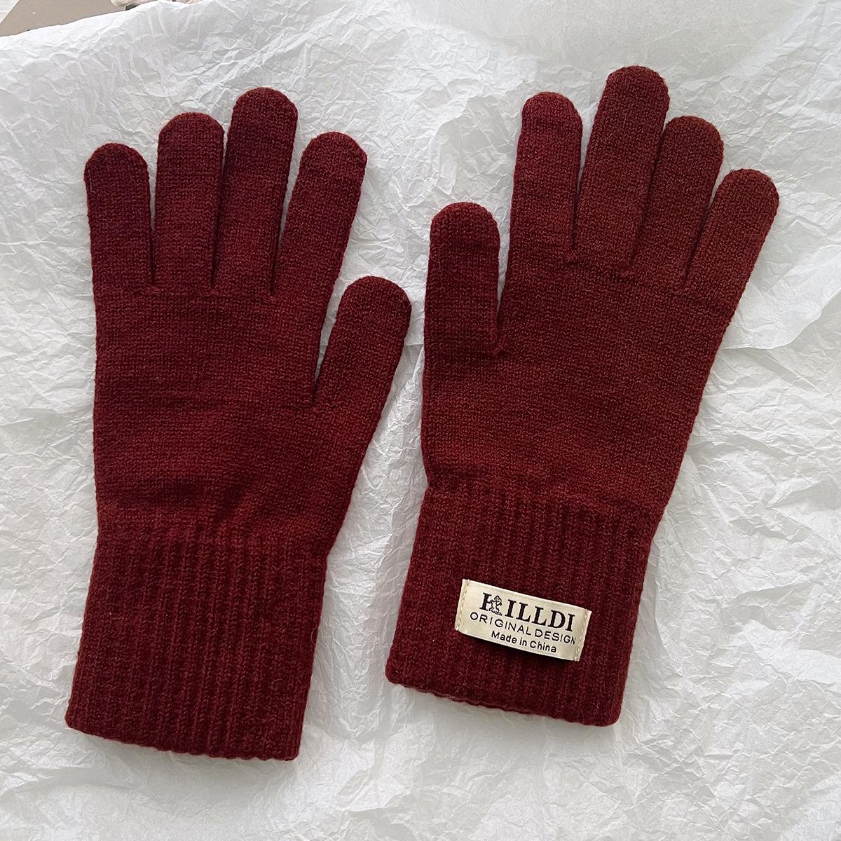 

High Quality Winter Thicken Warm Glove Knitted Fashion Women Solid Color Cycling Gloves Outdoor One Size