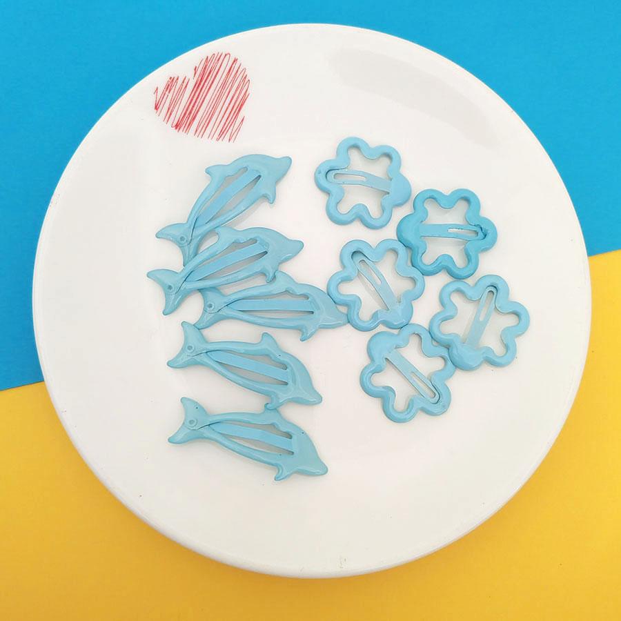 10pc Cute Mini Flower Dolphin Hairpin Solid Color Sweetly Hair Side Clips Accessory for Women Girls