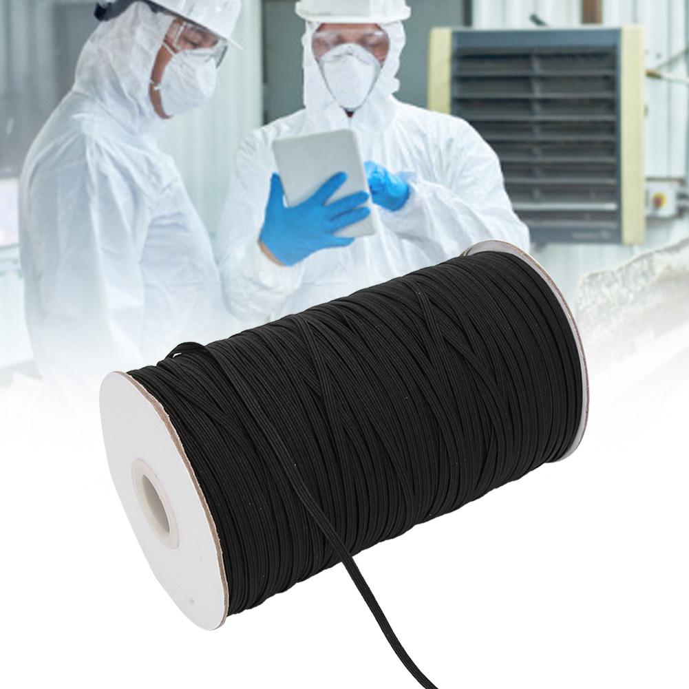 200 Yards Roll Face Shield Clothes Flat Rubber Band Cord Cuff Elastic Band RopeBlack
