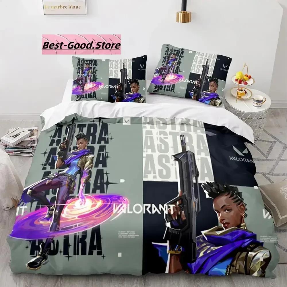 

Comforter Gaming Valorant Bedding Set Single Twin Full Queen King Size Bed Set Aldult Kid Bedroom s 3D Print Anime 041 Comforter (quilt)-EU Single(135*200cm)3pcs
