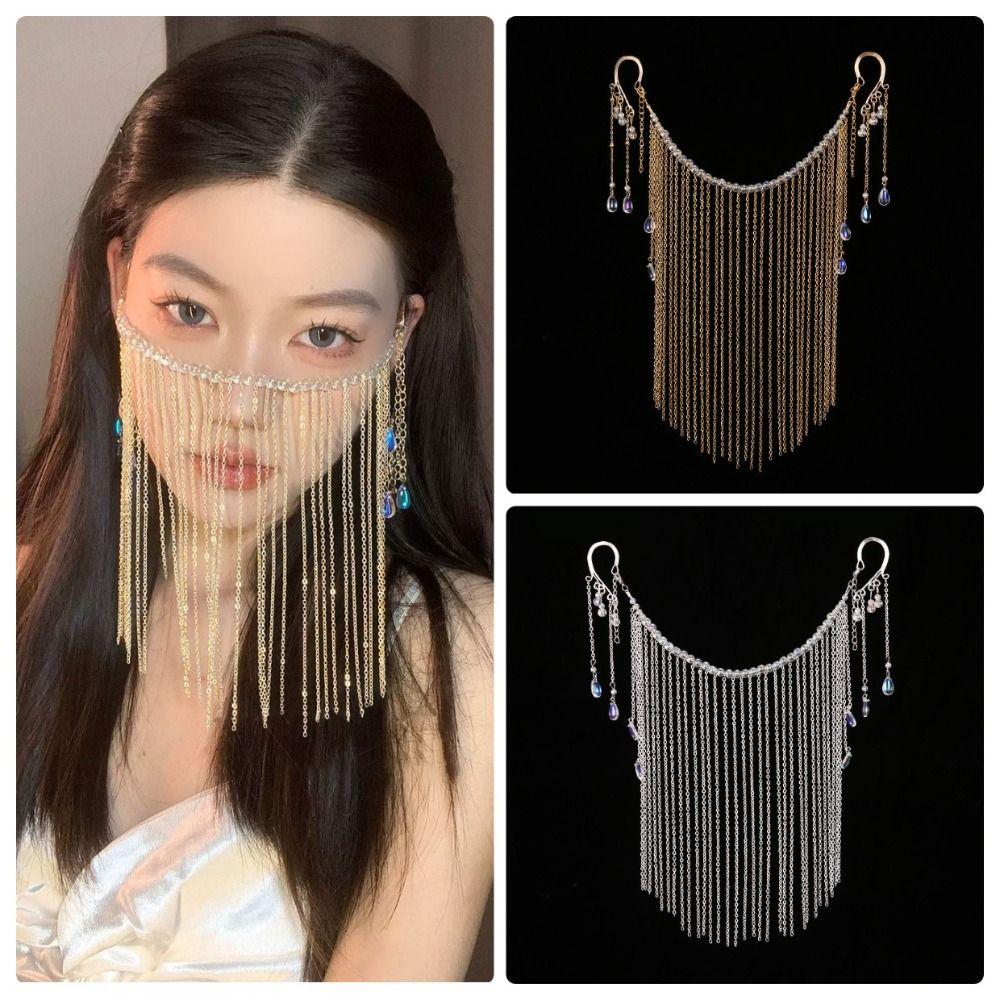 Hair Ornament Masquerade Mask Hanging Ear Tassel Face Curtain Fashion Tassel Veil Woman