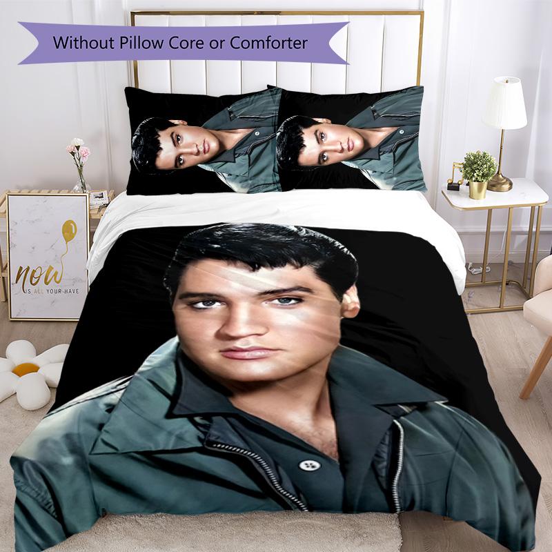 Elvis 3pcs Bedding Set Duvet Cover Closure Includes 1 Duvet Cover & 2 Pillowcases for All Seasons Bedroom Home Dorm Decor