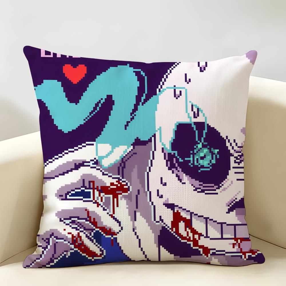 SSans Undertale Anime Cushion Cover Natural Linen Organic Fabric DoubleSided Printing Room Sofa Decor Pillow Case