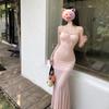 French Pure Desire Spice Girl Temperament Waist Suspender Dress Slim and Thin Design Pink Fishtail Hip Skirt