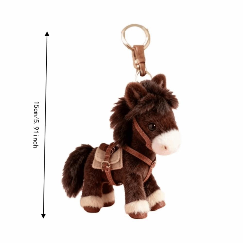 Mini Pony Stuffed Animal Pendant Cartoon Style Plush Pony Keychain New Year Gift