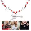 Cool Punk Guitar Pendant Necklace Hollow Star Rainbow Rhinestone Choker Collarbone Necklace Hip Hop Jewelry Y2K Choker