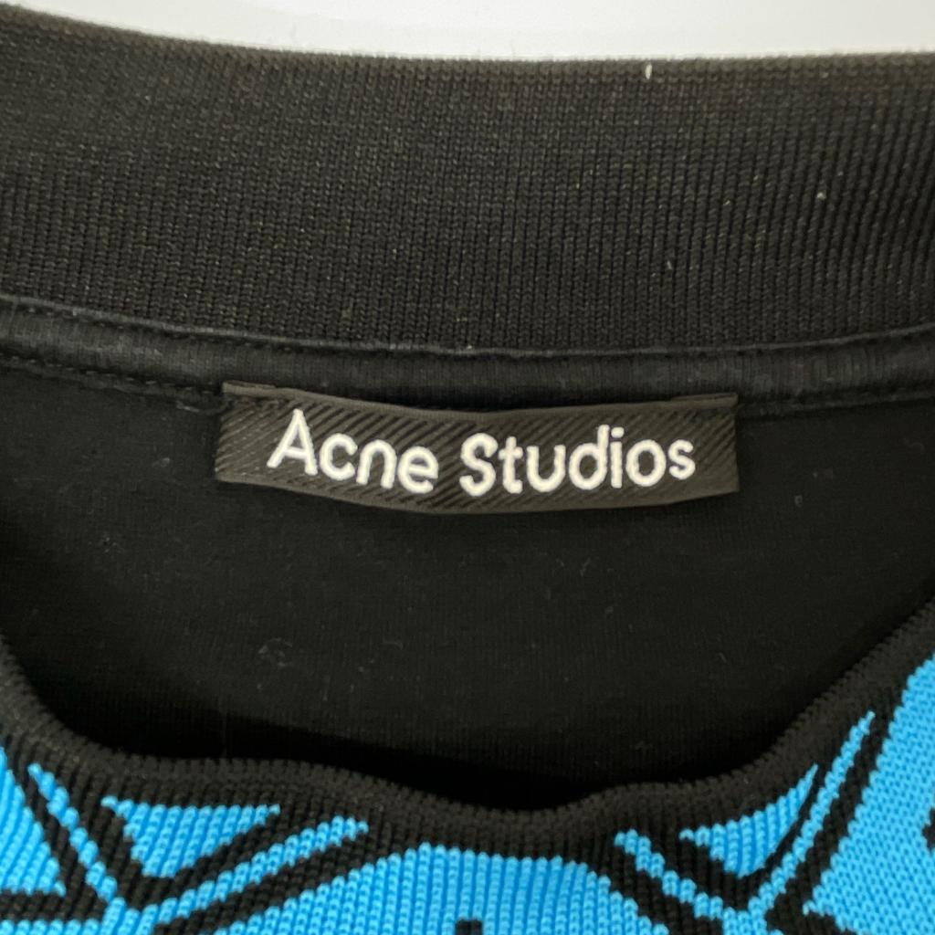 ACNE STUDIOS Black x Blue Face Patch T-Shirt tops M blackUsed