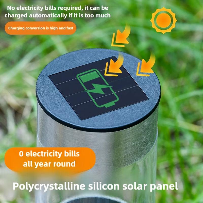 3pcs Solar LED Lawn Light Cylindrical Stainless Steel LED Landscape Decorative Lighting Waterproof for Courtyard Garden Sidewalk