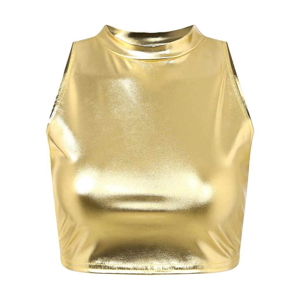 Women Sleeveless PVC Leather Vest Stylish Slim Fitted Tank Top for Pole Dance Stage Preformance Nightclub Carnivals Disco Party