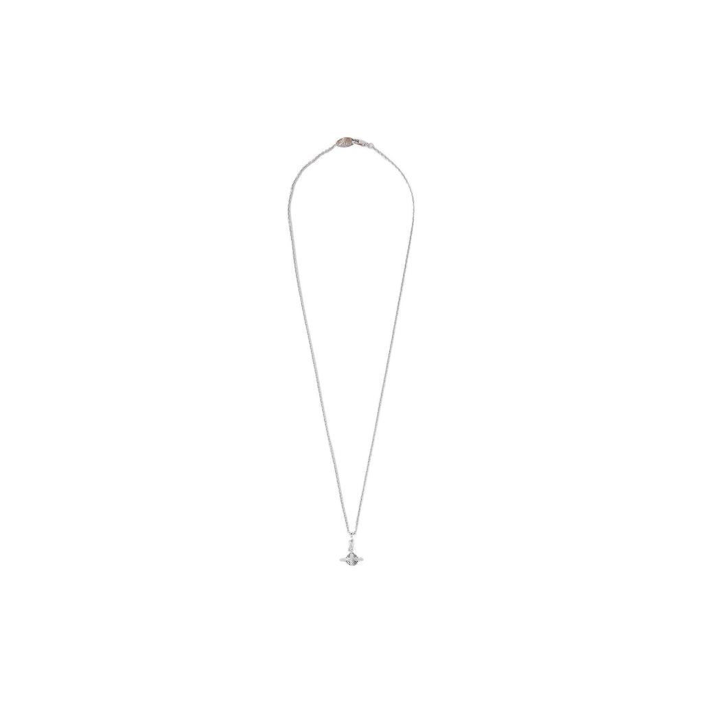 VIVIENNE WESTWOOD Mayfair Small Orb 3D Saturn Crystal Pendant Necklace Men Necklace Gunmetal-Grey Silver 6302039V02W130