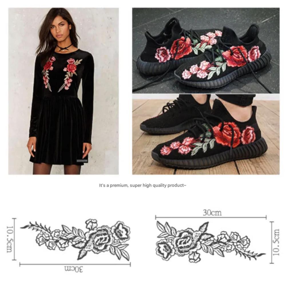 Broderimerke/Våpen. Par (2-30*10.5) Stor blomsterdeko