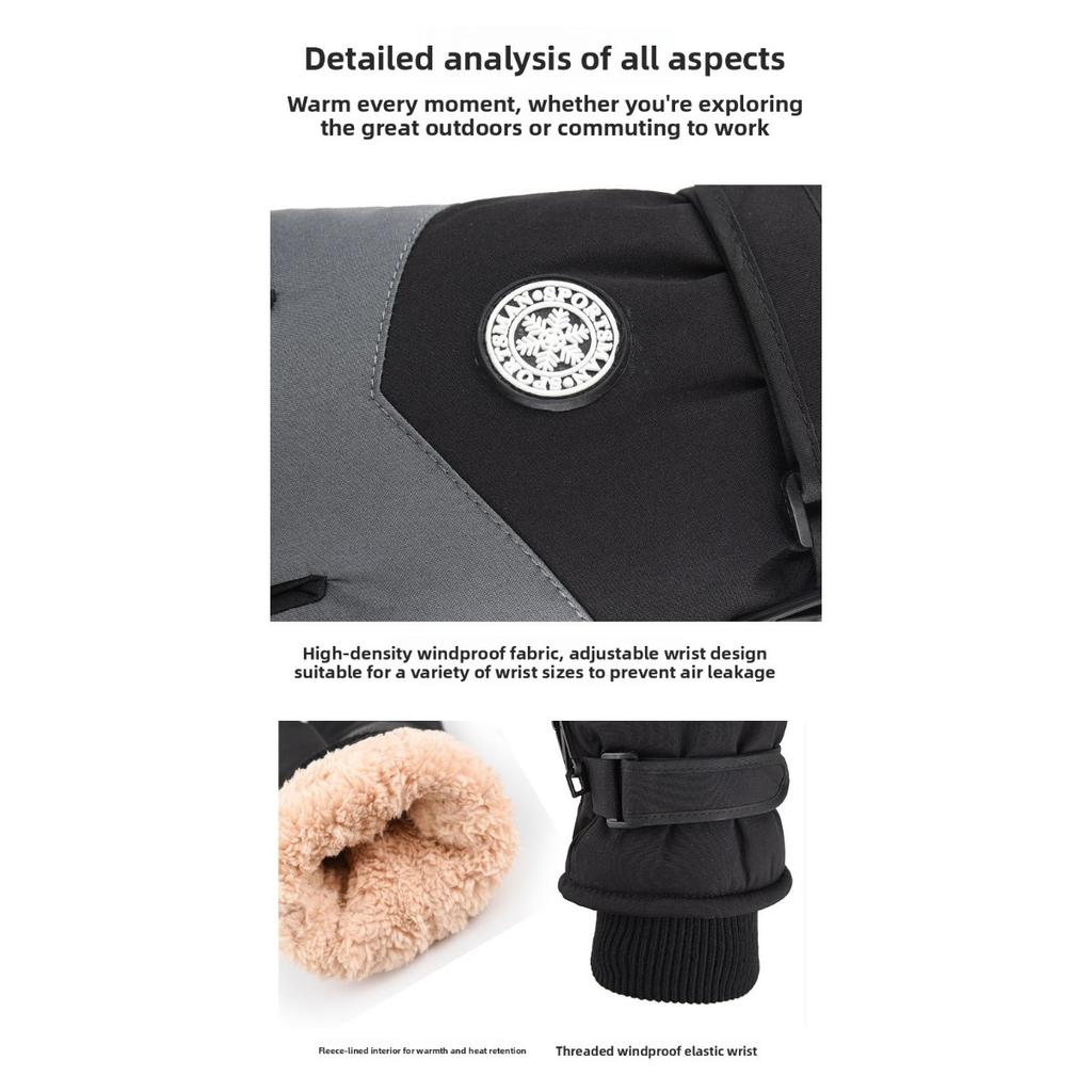 Ski Gloves for Men and Women, Windproof and Splash Proof In Autumn and Winter, Outdoor Motorcycle Riding, Plush and Thick Warm Gloves