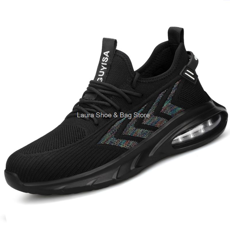 Fashion Guyisa New Safety Shoes Men Air Cushion Work Sneakers Steel Toe Puncture Proof Men's Work Safety Boots Male Protective Footwear