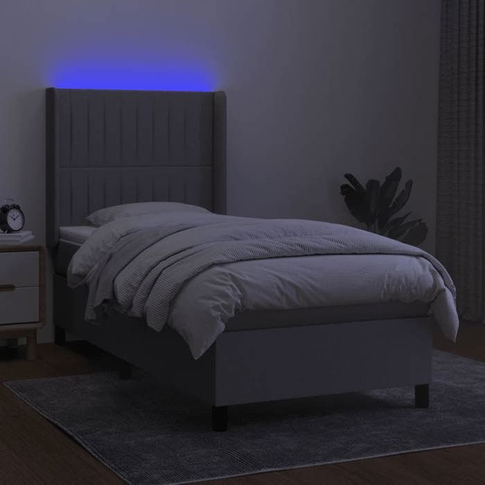 VidaXL Sommier à Lattes de Lit avec Matelas et LED, Lit Rembourré, Lit Simple, Lit Adulte de Chambre à Coucher Intérieur, 3138437