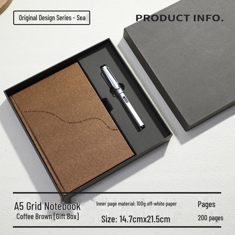 Premium A5 French Grid Notebook with Customizable Logo and Gift Box