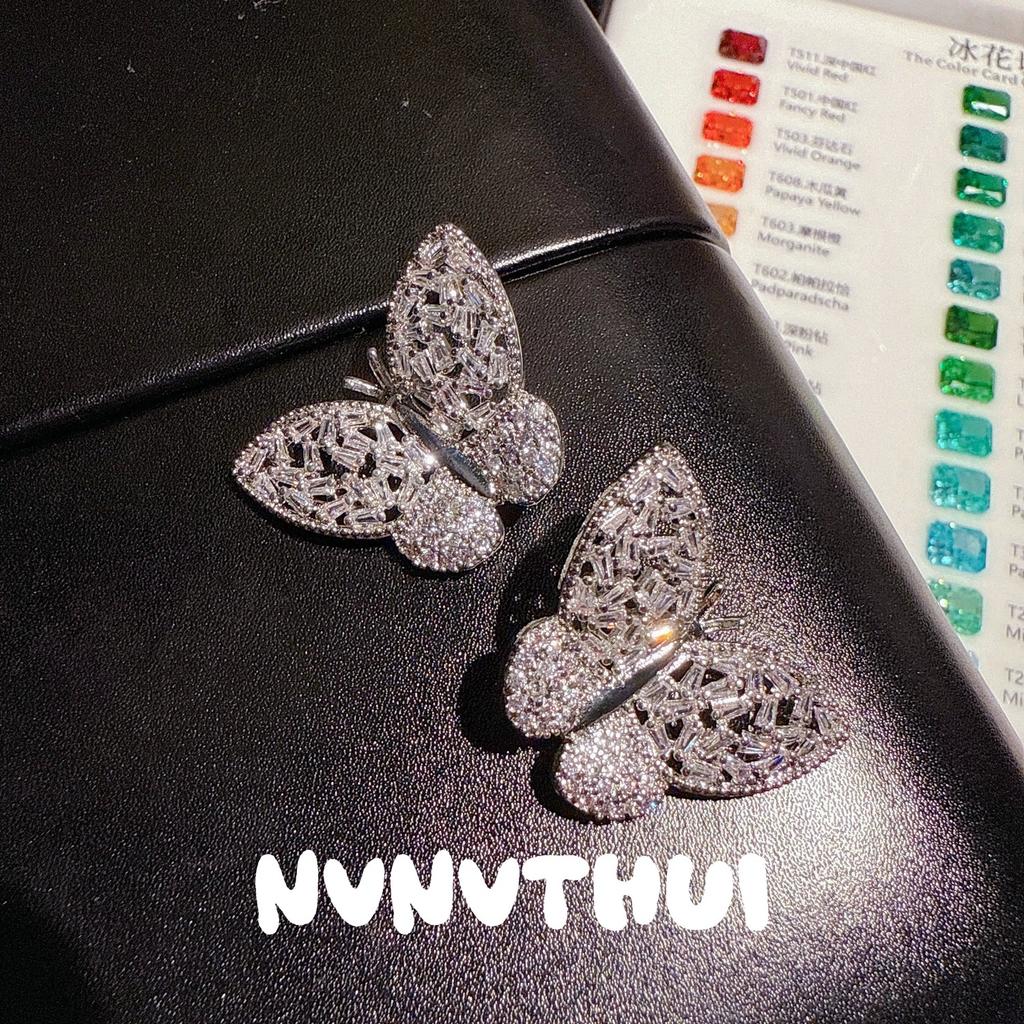 Jewelry, Flower Cluster, Flowery Gemstone Earrings, Banquet Dress, Three-Dimensional Sugar Cube Zircon Earrings, Set.