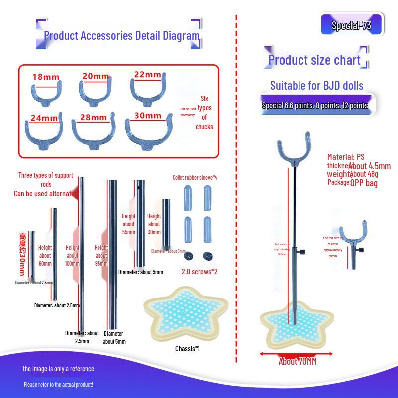 BJD Doll Adjustable Stand for 6, 8, 12-Point Figures