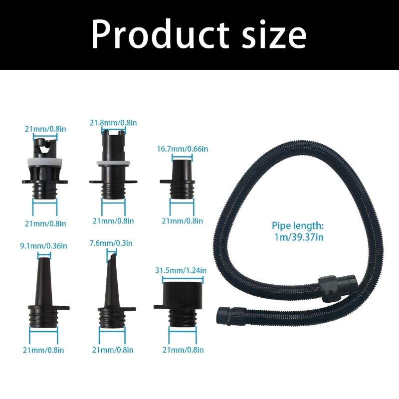 Universal Coils Adapter 6 In 1 Coils Connector for Electric Inflator Pump with 6 Nozzles Fits Boats Kayaks Airbeds