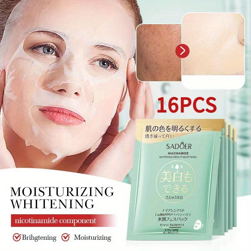 16pcs Japanese Nicotinamide Facial Masks for Face Moisturizing Brightening Firming Hydrating Face Mask  99% High Purity Niacinamide Brightening