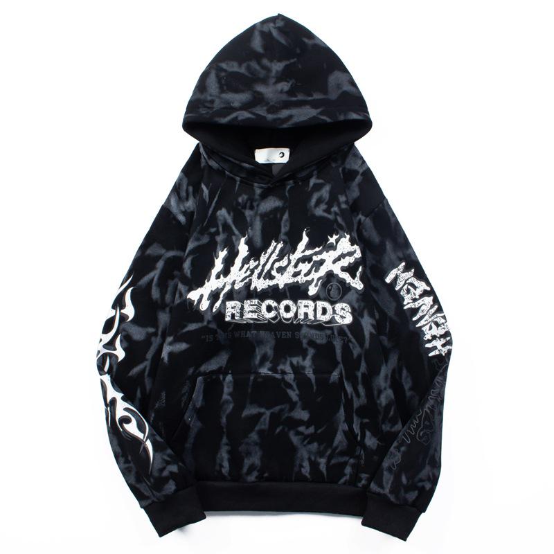 Retro mikina Hellstars s ručně malovaným graffiti - Trendy design s odlupující se barvou a barvením blátem
