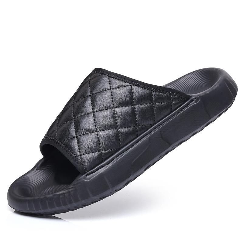 The first layer of sheepskin summer new men's slippers leather fashion wear sandals men's beach shoes one-word men's shoes