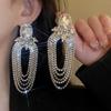 Luxury Spider Web Drop Tassel Earrings with Inlaid Diamonds