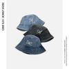 Sweet and cute pearl bow fisherman hat children shopping retro casual denim basin hat